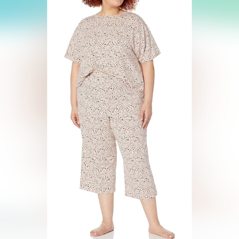Amazon Essentials Light Pink Leopard Print Knit Jersey Pajama Set Size 5X NWOT